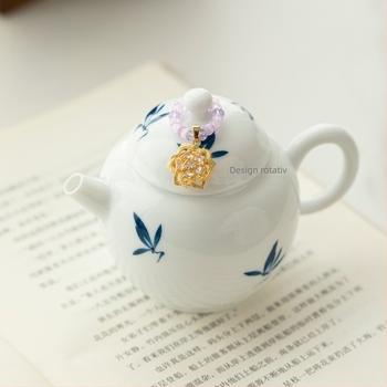 Nostalgic, handmade, mic pandantiv atârnat rotativ pentru uz casnic cu ceainic gaiwan — accesorii pentru ceremonia ceaiului