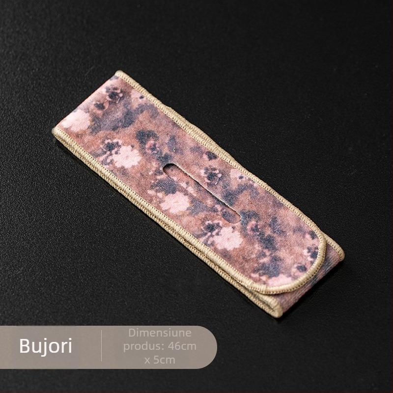 Set de ceai din lut mov pentru călătorii cu bandă de protecție pentru ceainic: ceainic, cești, capac, bol, șnururi textile de legare și accesorii de ceai pentru exterior anti-coliziune