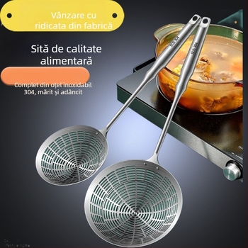 Lingură-colander din oțel inoxidabil 304, mâner îngroșat, pentru uz casnic, filtrare în oală și strecurare de tăiței
