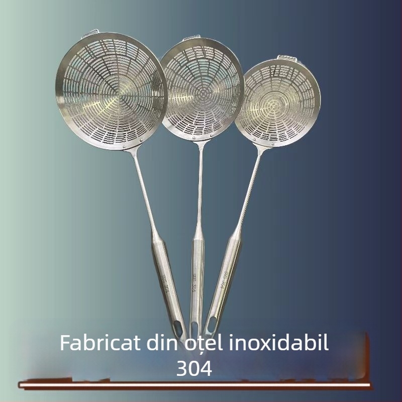 Lingură-colander din oțel inoxidabil 304, mâner îngroșat, pentru uz casnic, filtrare în oală și strecurare de tăiței