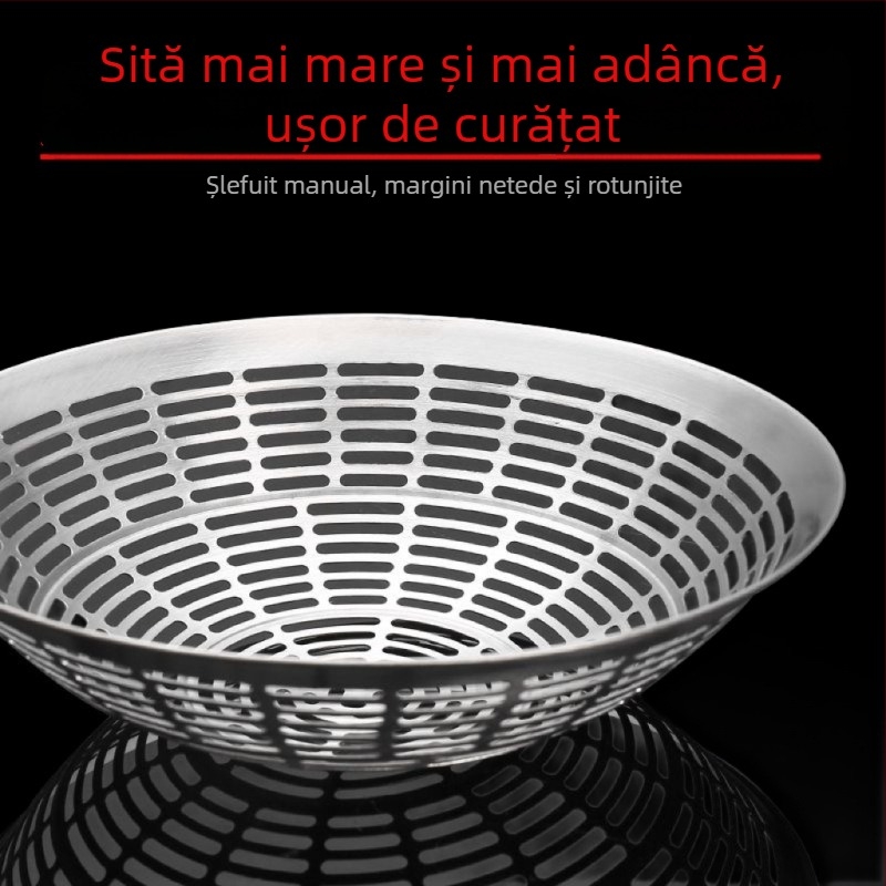 Lingură-colander din oțel inoxidabil 304, mâner îngroșat, pentru uz casnic, filtrare în oală și strecurare de tăiței