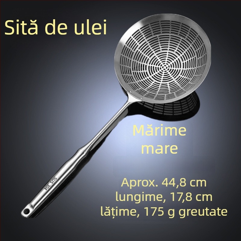 Lingură-colander din oțel inoxidabil 304, mâner îngroșat, pentru uz casnic, filtrare în oală și strecurare de tăiței