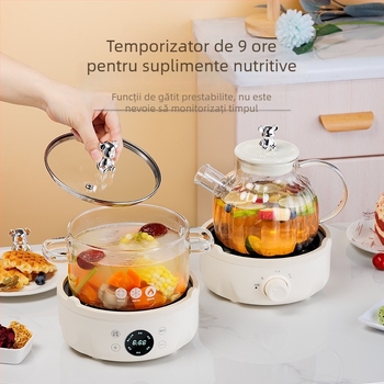 Ceainic din sticlă pentru ceaiuri sănătoase, cu funcție de rezervare, capacitate 1,2–1,5 L, control prin microcomputer, 700 W, 220 V