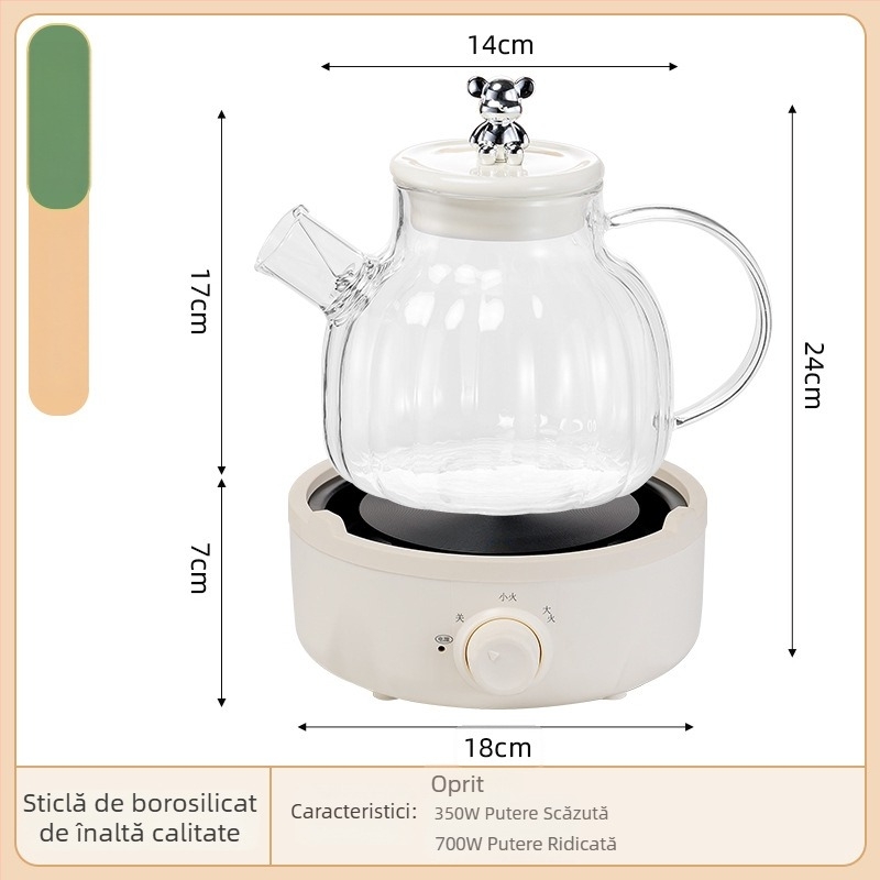 Ceainic din sticlă pentru ceaiuri sănătoase, cu funcție de rezervare, capacitate 1,2–1,5 L, control prin microcomputer, 700 W, 220 V