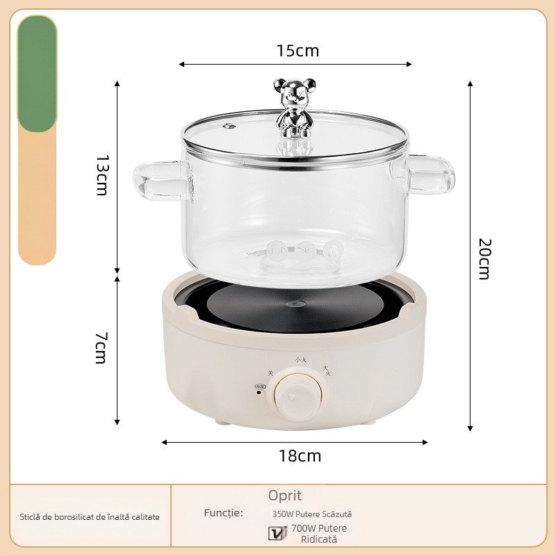 Ceainic din sticlă pentru ceaiuri sănătoase, cu funcție de rezervare, capacitate 1,2–1,5 L, control prin microcomputer, 700 W, 220 V