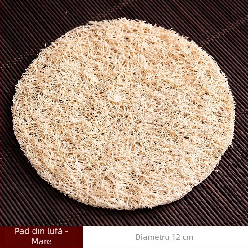 Suport ceramic pentru ceainic cu strat de loofah pentru izolare termică, tavă absorbantă pentru infuzare, accesorii pentru ceremonia ceaiului Kung Fu