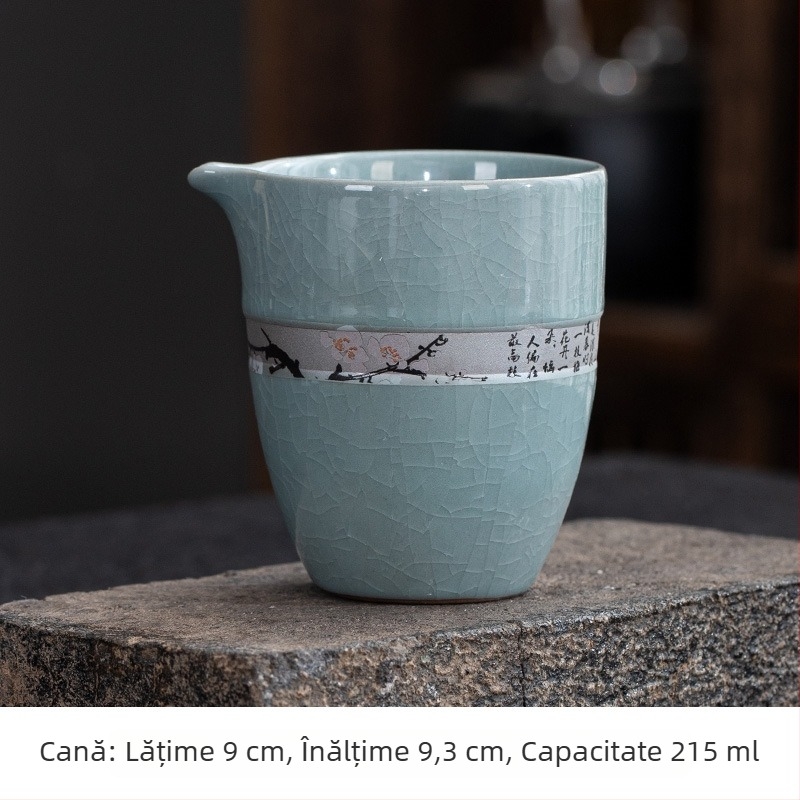Set ceramic de ceai cu ceașcă pentru turnare uniformă, separator pentru ceai, tavă pentru ceai și strecurător – accesorii pentru ceai pentru casă, sufragerie sau birou
