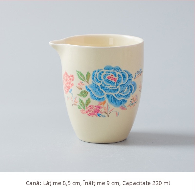 Set ceramic de ceai cu ceașcă pentru turnare uniformă, separator pentru ceai, tavă pentru ceai și strecurător – accesorii pentru ceai pentru casă, sufragerie sau birou