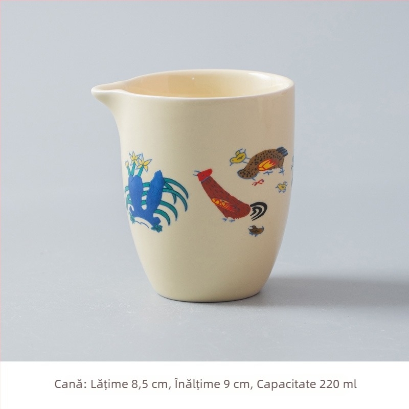 Set ceramic de ceai cu ceașcă pentru turnare uniformă, separator pentru ceai, tavă pentru ceai și strecurător – accesorii pentru ceai pentru casă, sufragerie sau birou