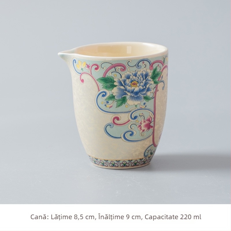 Set ceramic de ceai cu ceașcă pentru turnare uniformă, separator pentru ceai, tavă pentru ceai și strecurător – accesorii pentru ceai pentru casă, sufragerie sau birou