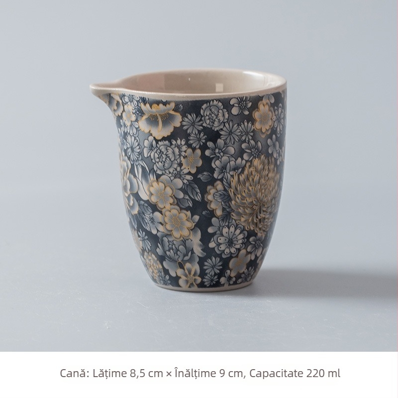 Set ceramic de ceai cu ceașcă pentru turnare uniformă, separator pentru ceai, tavă pentru ceai și strecurător – accesorii pentru ceai pentru casă, sufragerie sau birou