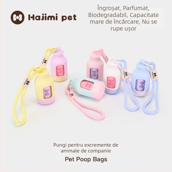 Hajimi Aparat pentru colectarea deșeurilor canine – pentru exterior și călătorii, design îngroșat, pungi biodegradabile bi-color