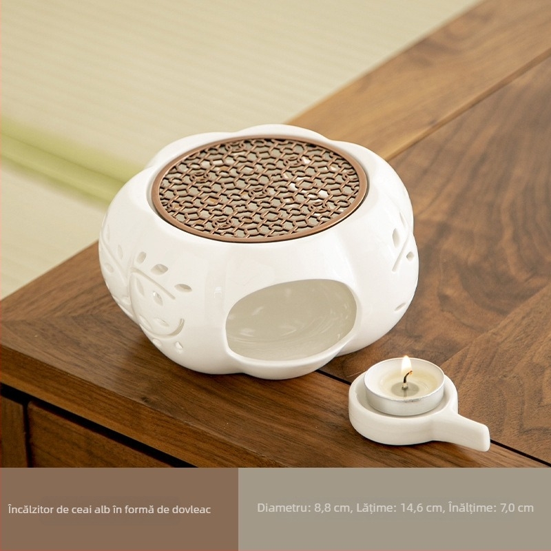 Bază roz din ceramică pentru încălzirea ceaiului cu arzător de lumânare, pentru uz casnic, menține ceaiul cald