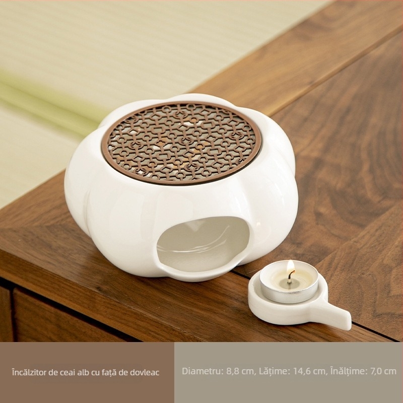 Bază roz din ceramică pentru încălzirea ceaiului cu arzător de lumânare, pentru uz casnic, menține ceaiul cald