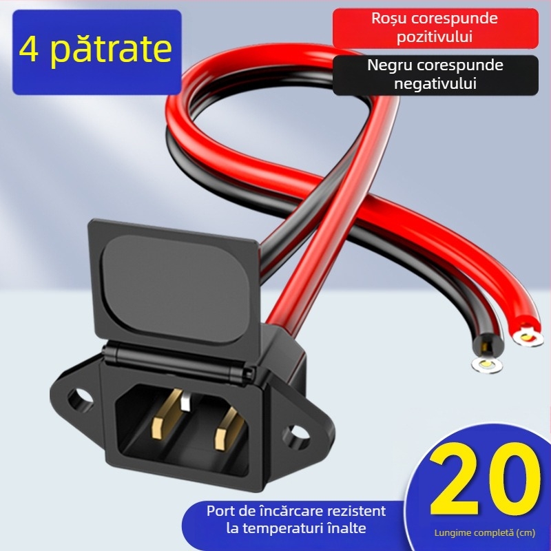 Port de încărcare pentru vehicul electric, interfață baterie litiu, cablu de alimentare, conectori masculin și feminin, adaptor de încărcare baterie