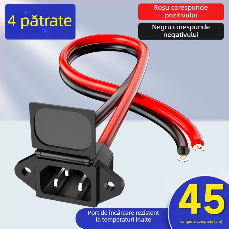 Port de încărcare pentru vehicul electric, interfață baterie litiu, cablu de alimentare, conectori masculin și feminin, adaptor de încărcare baterie