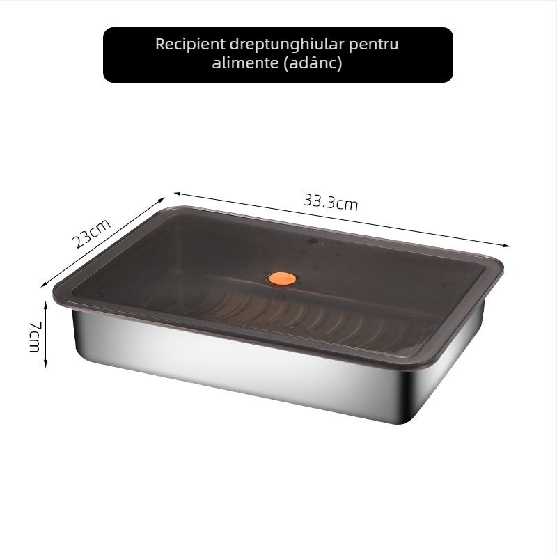 Cutie din oțel inoxidabil 304 pentru găluște și tăiței, dreptunghiulară, pentru depozitare și congelare
