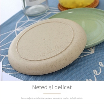 Farfurie pentru oase din PP și paie de grâu, disc mic rotund de 15 cm, set de 6 culori