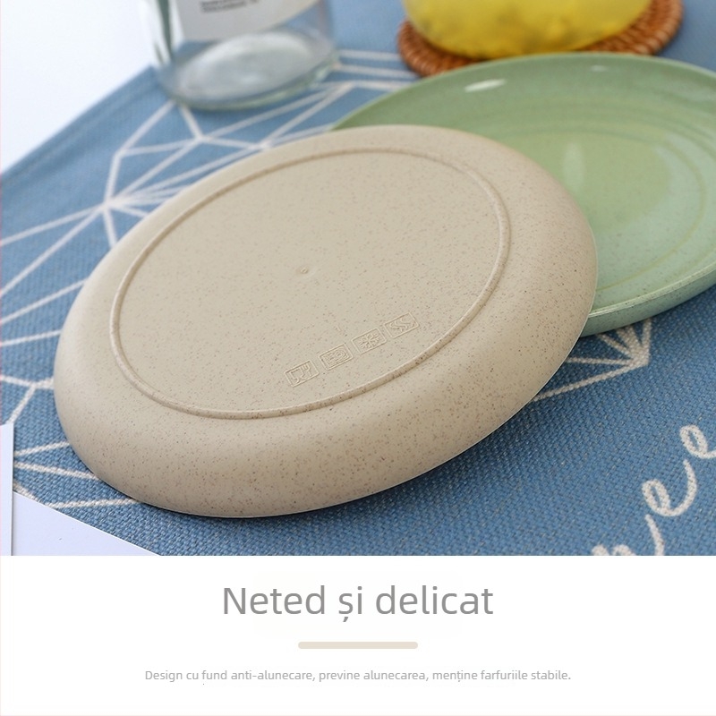Farfurie pentru oase din PP și paie de grâu, disc mic rotund de 15 cm, set de 6 culori