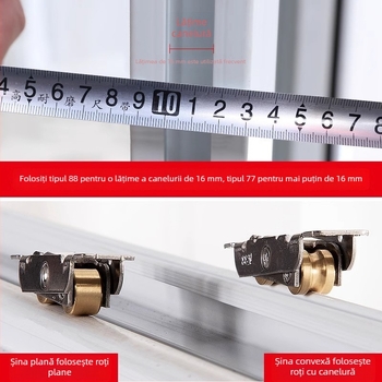 Roata inferioară mică pentru uși glisante și șine de geam, aliaj de aluminiu