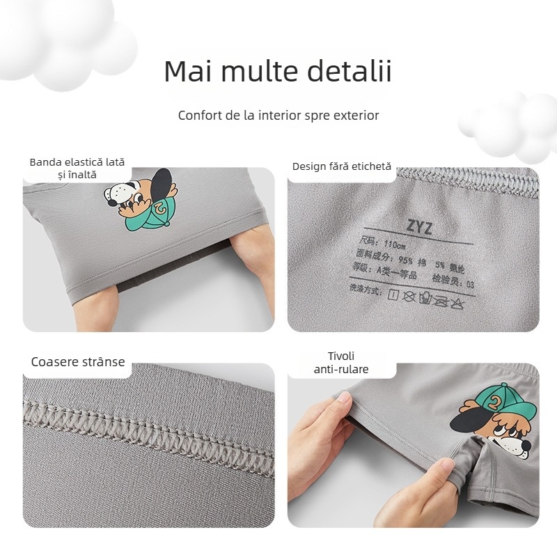 ZYZ Boxeri din bumbac pentru copii, pentru băieți, cu buline și dungi, imprimeu cu litere de desene animate
