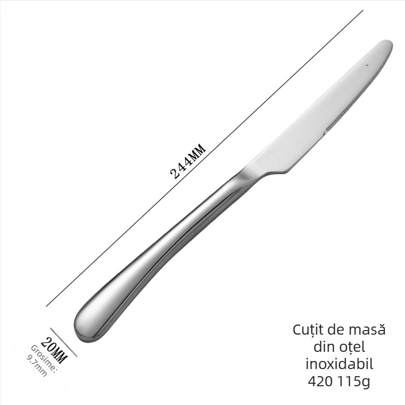 Moonlight din oțel inoxidabil 304 – set tacâmuri: cuțit, furculiță, lingură și linguriță, vesela occidentală, set de patru piese