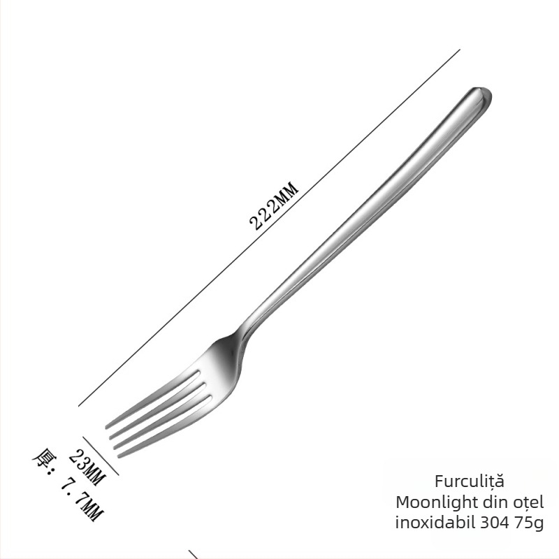 Moonlight din oțel inoxidabil 304 – set tacâmuri: cuțit, furculiță, lingură și linguriță, vesela occidentală, set de patru piese