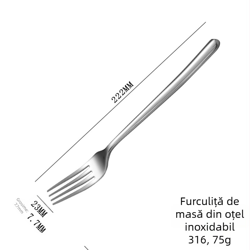 Moonlight din oțel inoxidabil 304 – set tacâmuri: cuțit, furculiță, lingură și linguriță, vesela occidentală, set de patru piese