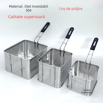 Coș de prăjit din oțel inoxidabil 304, perforat, pentru gustări, șnițele de pui și cartofi prăjiți, drenaj ulei, plasă filtrantă, skimmer, utilizare comercială