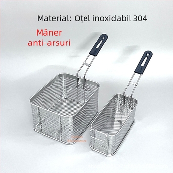 Coș de prăjit din oțel inoxidabil 304, perforat, pentru gustări, șnițele de pui și cartofi prăjiți, drenaj ulei, plasă filtrantă, skimmer, utilizare comercială