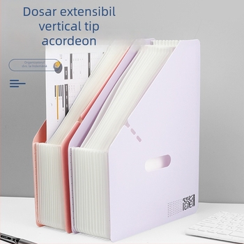 Organizator de fișiere A4 pe birou, vertical, cu deschidere înclinată, dosar acordeon cu mai multe straturi pentru elevi