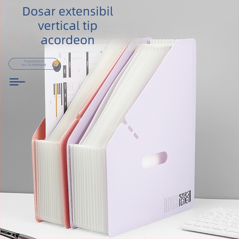Organizator de fișiere A4 pe birou, vertical, cu deschidere înclinată, dosar acordeon cu mai multe straturi pentru elevi