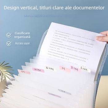 Mapă A4 cu mai multe compartimente, dosar PP transparent vertical, geantă de mână pentru documente și materiale de examen