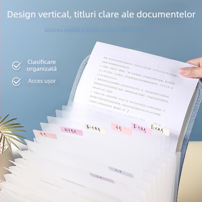 Mapă A4 cu mai multe compartimente, dosar PP transparent vertical, geantă de mână pentru documente și materiale de examen
