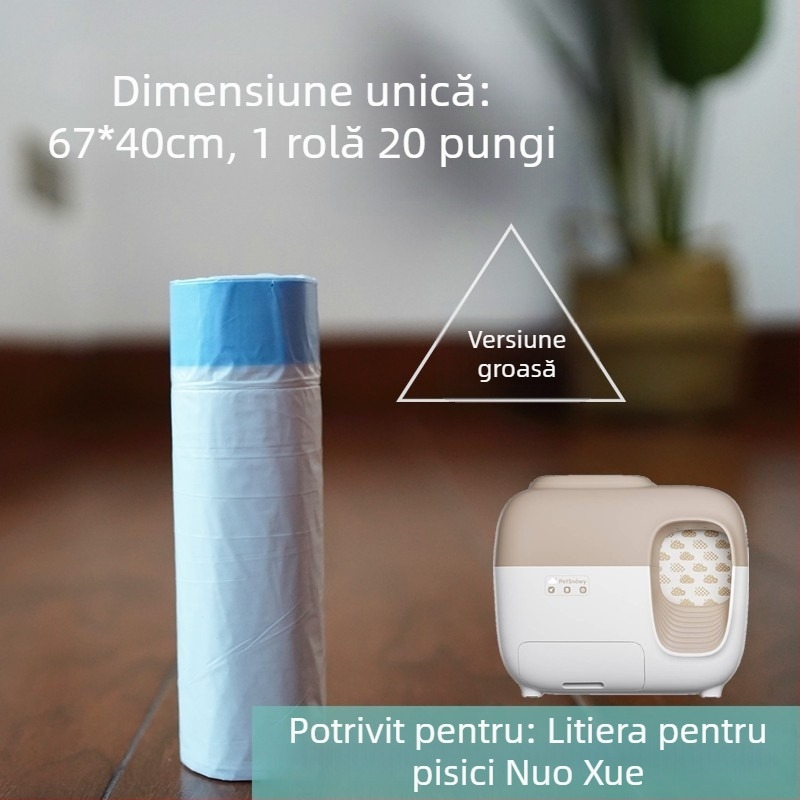 SNOW tavă pentru nisip de pisică și pungă de gunoi pentru baie, cu închidere automată prin șnur, rezistentă la praf și blocare a mirosurilor, perdea de ușă