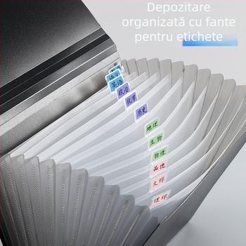 Mapă acordeon A4 cu 13 compartimente, pentru documente, organizator pentru lucrări și chitanțe