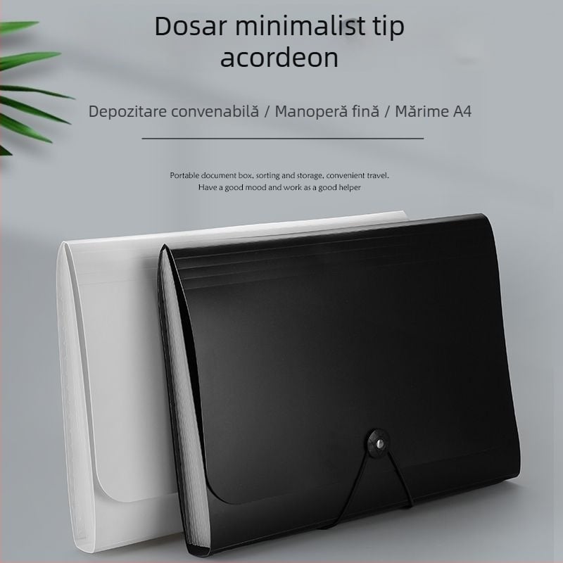 Mapă acordeon A4 cu 13 compartimente, pentru documente, organizator pentru lucrări și chitanțe