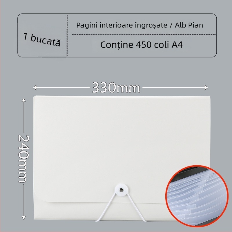 Mapă acordeon A4 cu 13 compartimente, pentru documente, organizator pentru lucrări și chitanțe