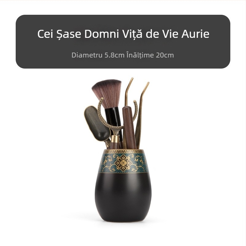 Set Sifang Pavilion pentru ceremonia ceaiului din lemn de abanos: clips pentru ceai, perie, cuțit pentru ceai din lemn masiv, accesorii pentru ceai, lingură de ceai artistică