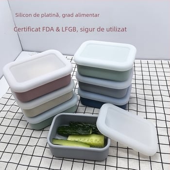 Cutie de prânz din silicon alimentar, personalizabilă în loturi mici, portabilă, compatibilă cu cuptorul cu microunde