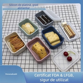 Cutie de prânz din silicon alimentar, personalizabilă în loturi mici, portabilă, compatibilă cu cuptorul cu microunde
