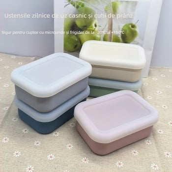 Cutie de prânz din silicon alimentar, personalizabilă în loturi mici, portabilă, compatibilă cu cuptorul cu microunde