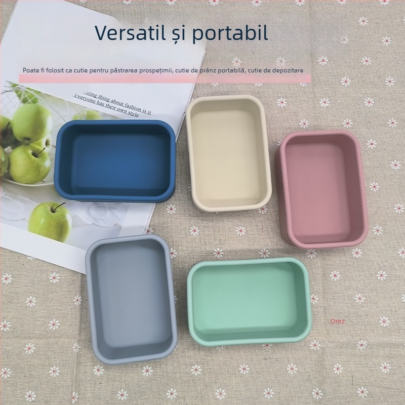 Cutie de prânz din silicon alimentar, personalizabilă în loturi mici, portabilă, compatibilă cu cuptorul cu microunde