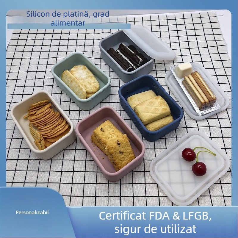 Cutie de prânz din silicon alimentar, personalizabilă în loturi mici, portabilă, compatibilă cu cuptorul cu microunde
