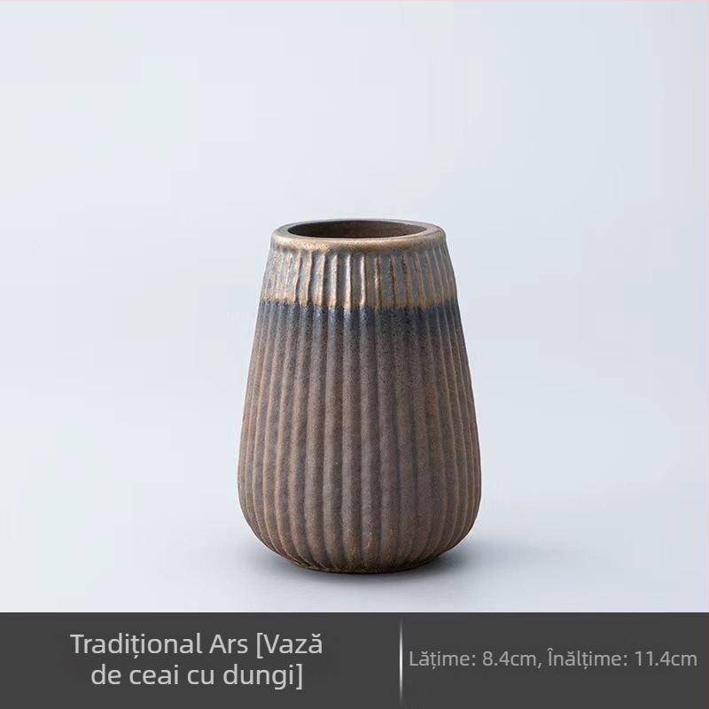 Set de accesorii pentru ceremonia ceaiului din ceramică brută, cu cei Șase Domni ai Ceaiului, Clips pentru Ceai, Cuțit pentru Ceai și Lingură pentru Ceai din Lemn de Abanos (Accesorii Kung Fu Ceai) – Piese de schimb
