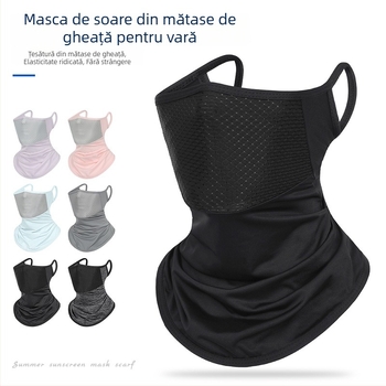 Mască de ciclism cu protecție UV, vară 2025, unisex, respirabilă, neagră, din material Ice Silk