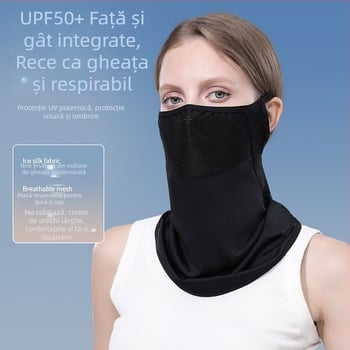 Mască de ciclism cu protecție UV, vară 2025, unisex, respirabilă, neagră, din material Ice Silk