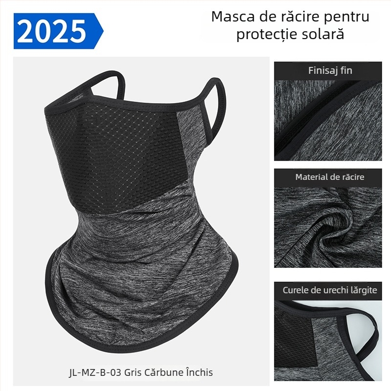Mască de ciclism cu protecție UV, vară 2025, unisex, respirabilă, neagră, din material Ice Silk