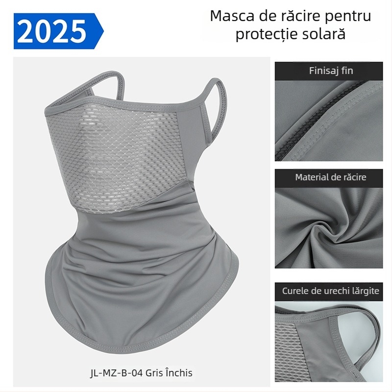 Mască de ciclism cu protecție UV, vară 2025, unisex, respirabilă, neagră, din material Ice Silk