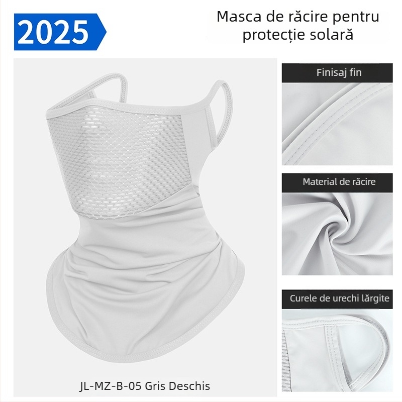 Mască de ciclism cu protecție UV, vară 2025, unisex, respirabilă, neagră, din material Ice Silk